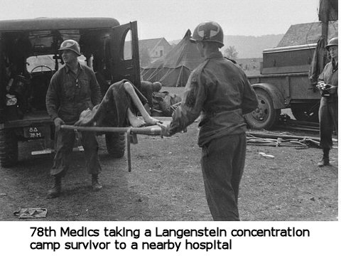 Langenstein survivor being taken to a hospital.