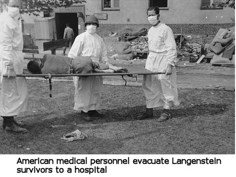 Langenstein survivors being taken to a hospital.