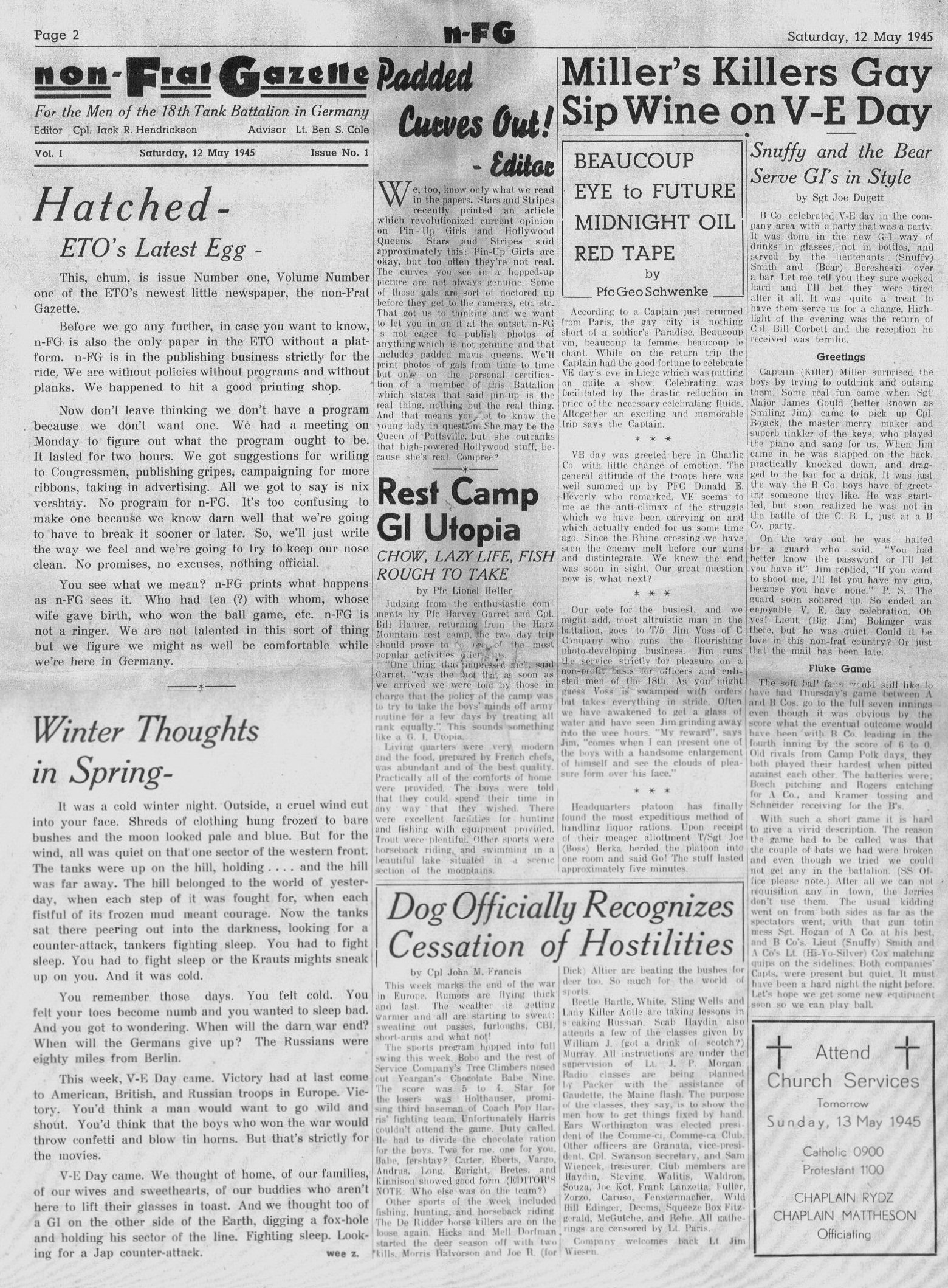 Non-Frat Gazette - 12 May 45 - 2