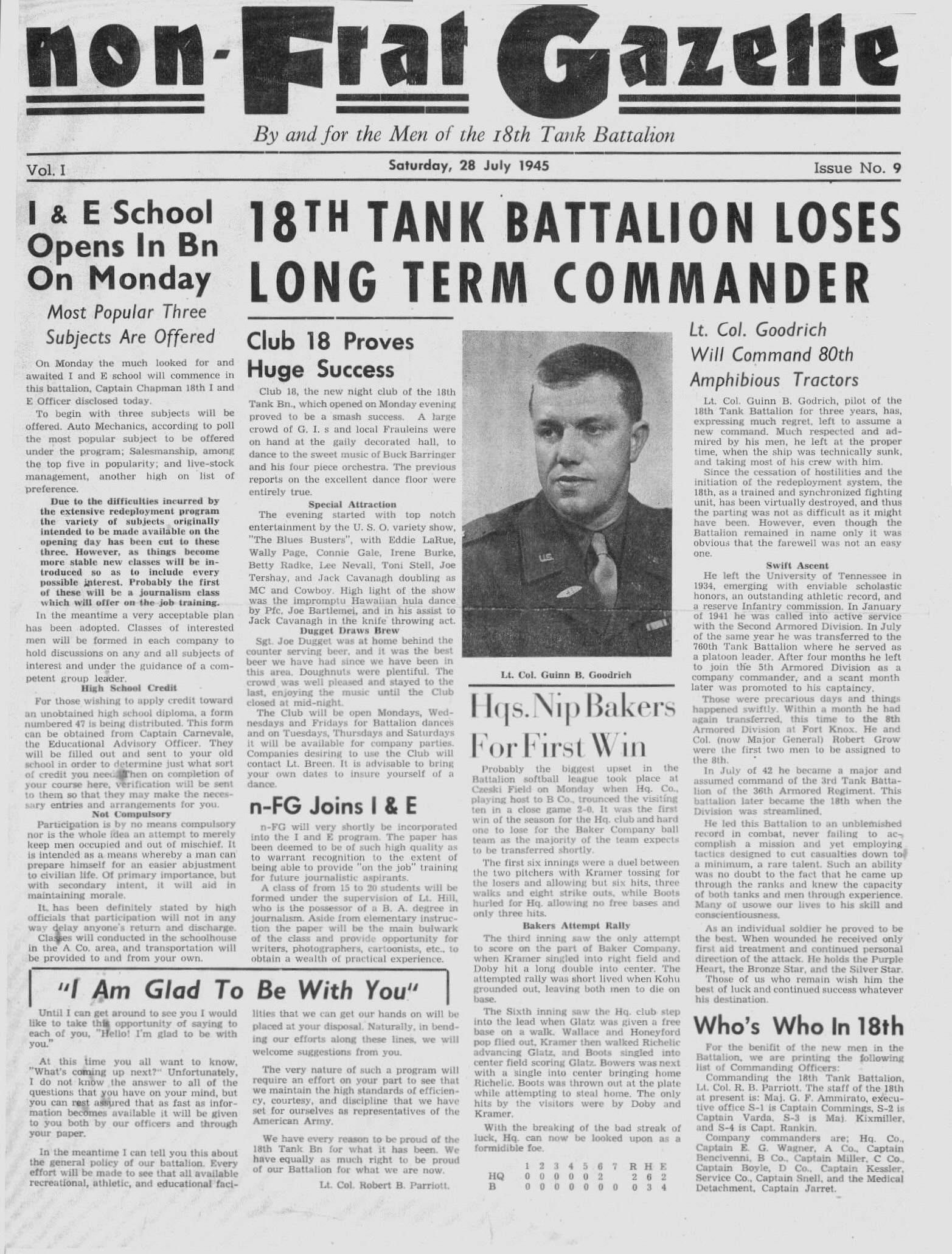 Non-Frat Gazette - 28 July 45 - 1